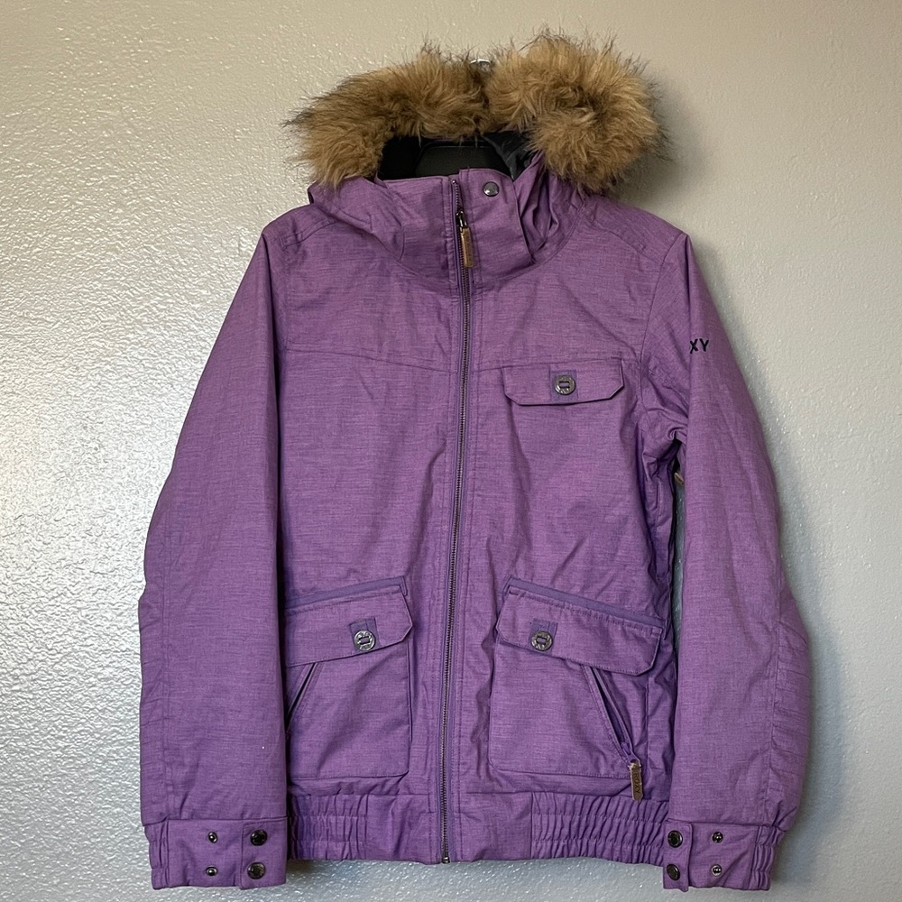 Roxy Lavender Winter Ski Jacket with Faux Fur Hood